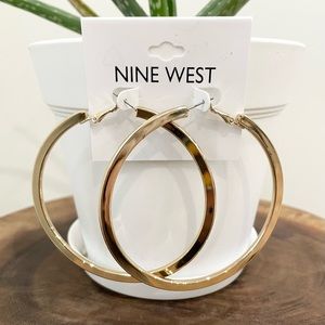 NWT Nine West large gold hoop earrings